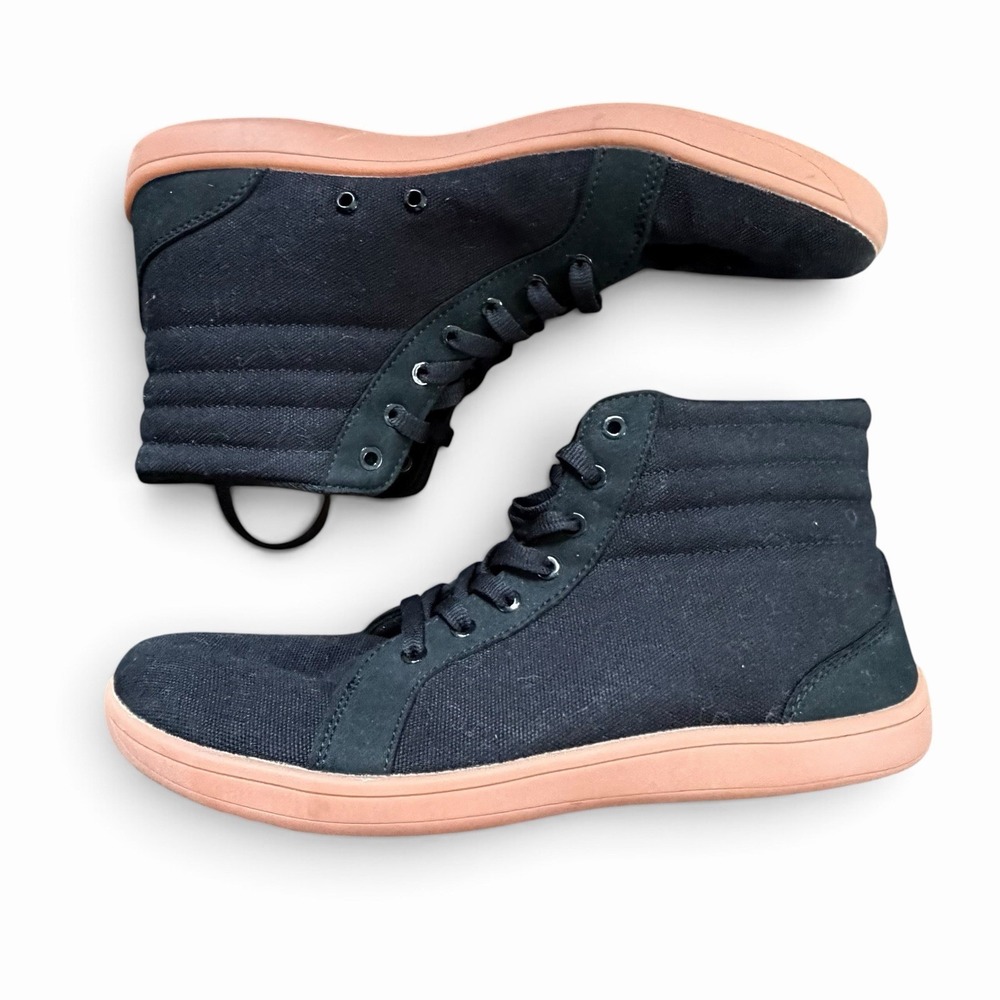WHITIN W823 Sneaker Mens 11 Black Excellent Canvas High Top Gum Sole Wide Toe